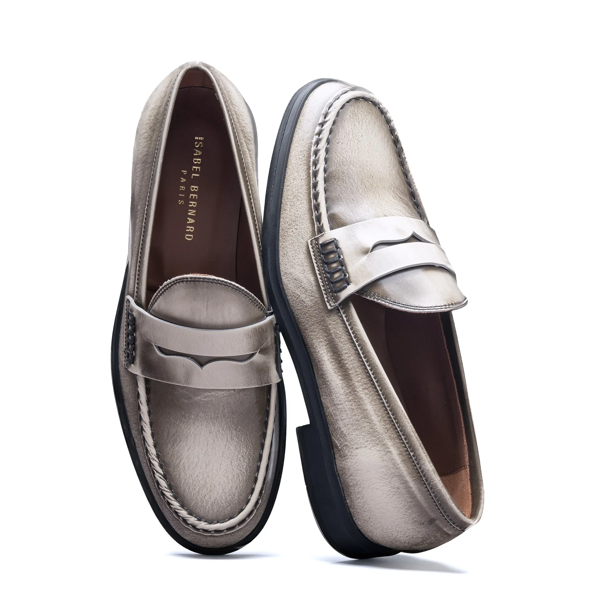 Vendôme Blandine cream spazzolato leather loafers