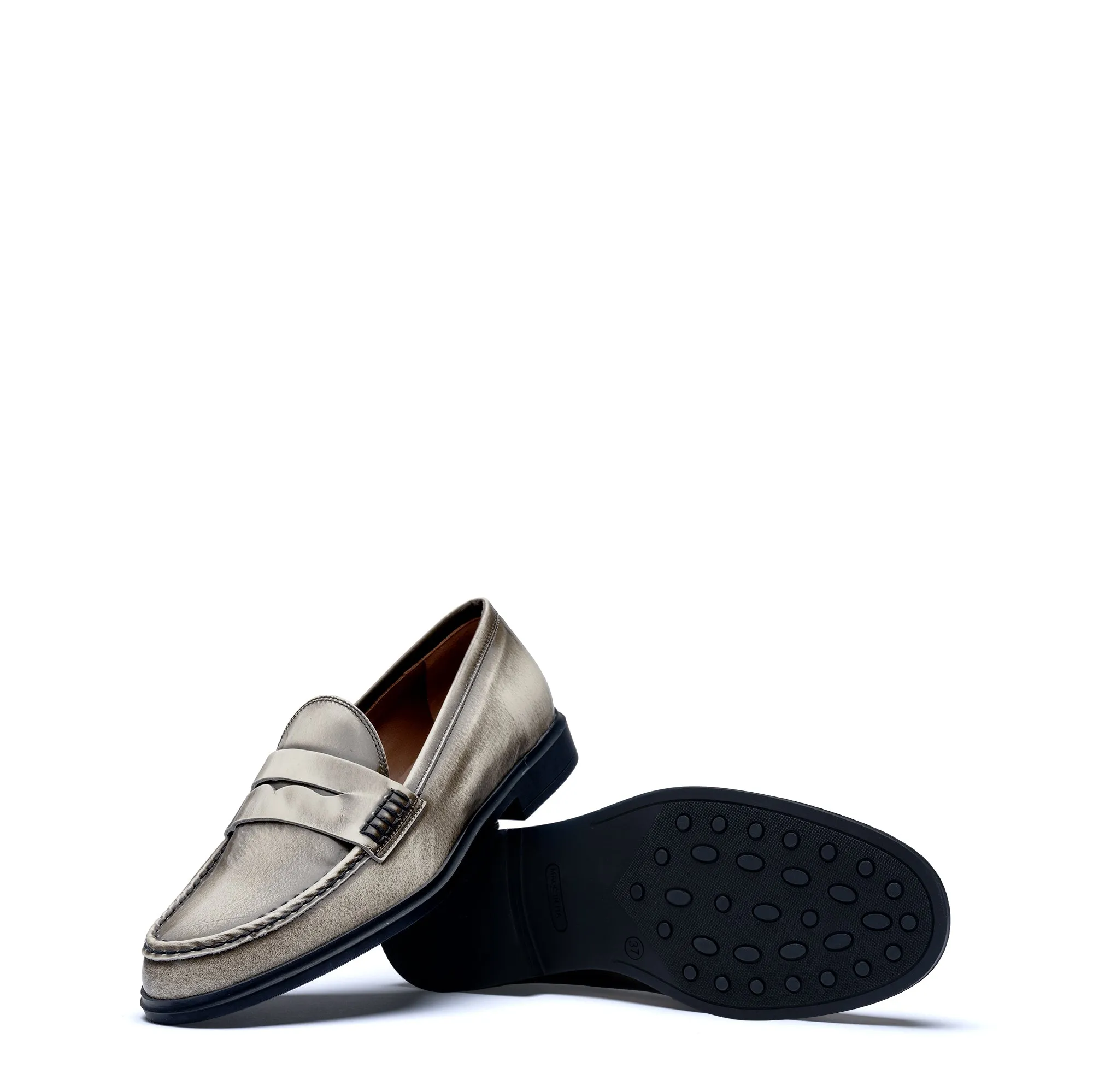 Vendôme Blandine cream spazzolato leather loafers