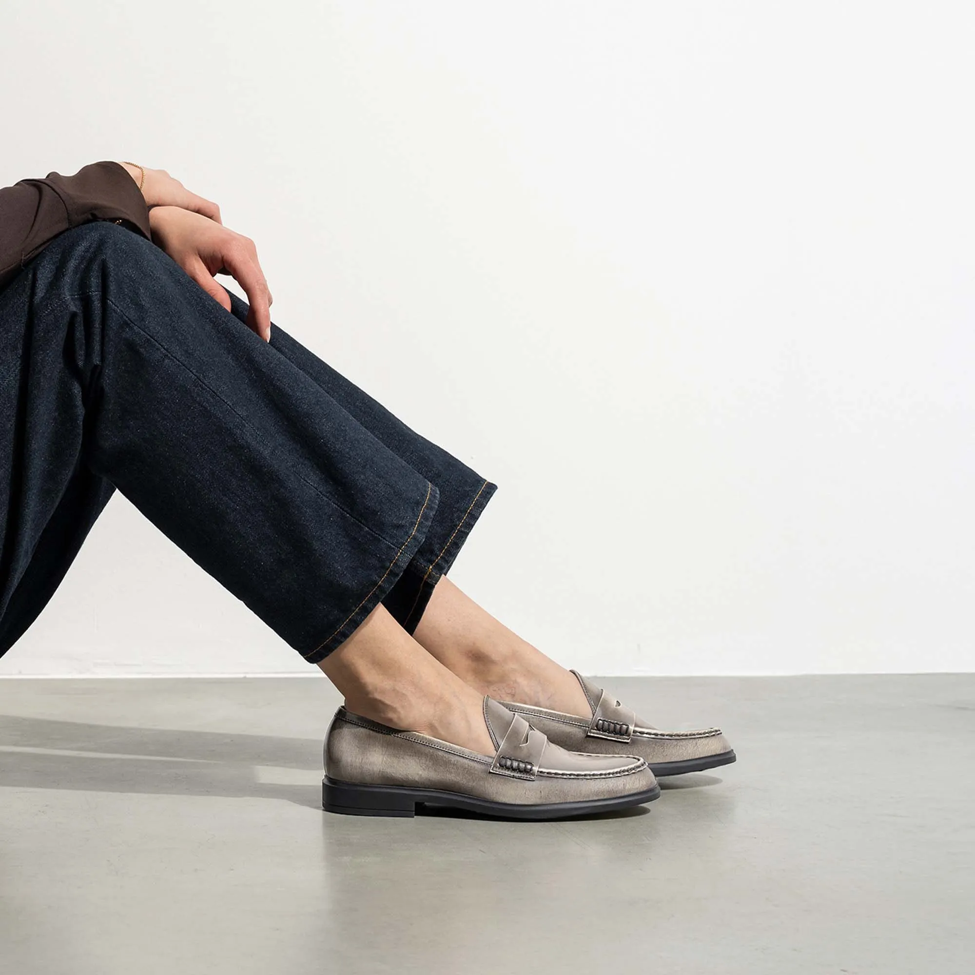 Vendôme Blandine cream spazzolato leather loafers