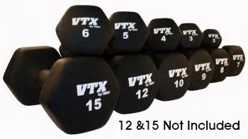 VTX 1-10lb Black Neoprene Aerobic Dumbbell Set with Compact Rack - THD-NPAC