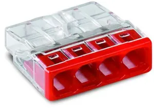 Wago 2273-204 4-Conductor Compact Push Wire Connector Terminal Block Red
