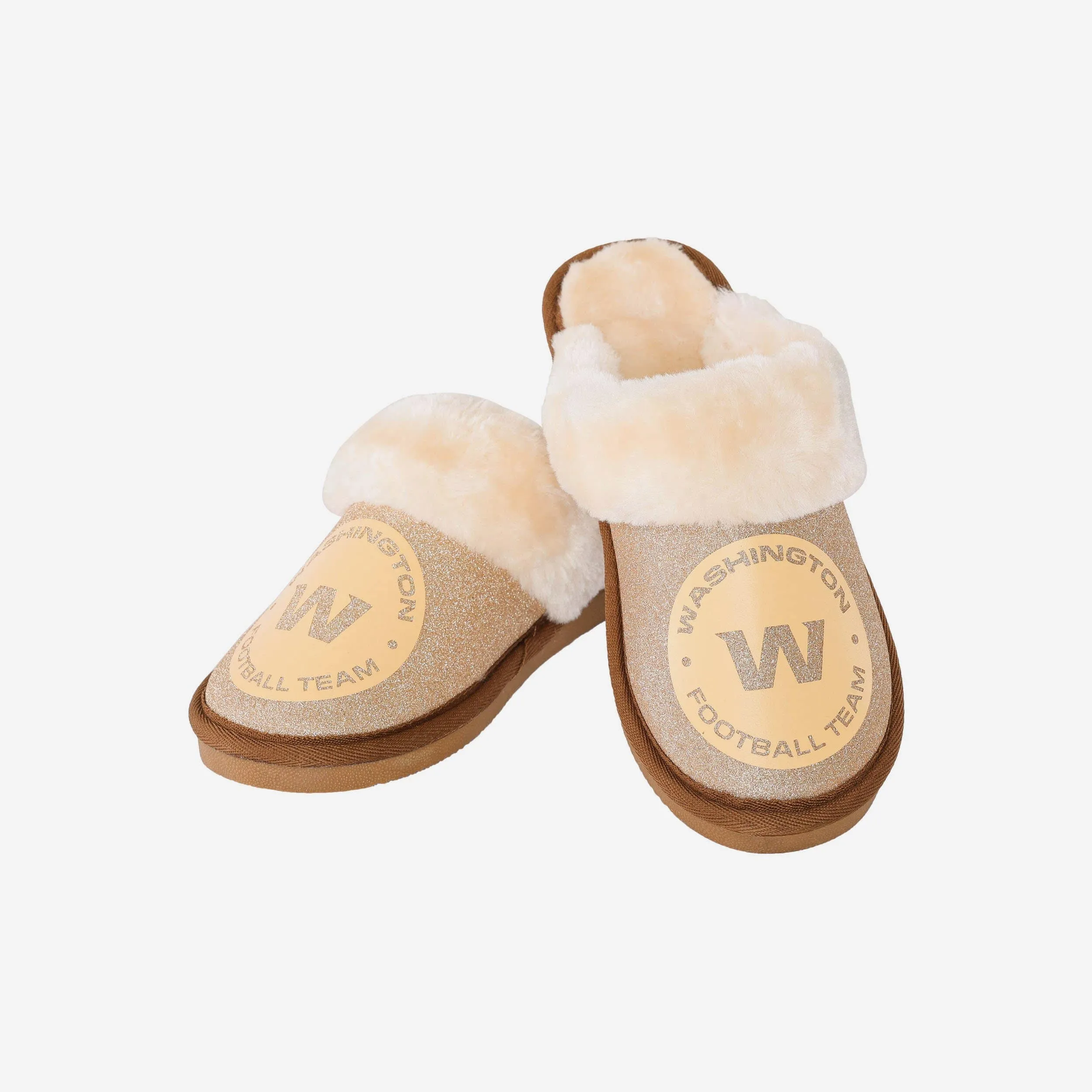 Washington Commanders Original Womens Glitter Open Back Fur Moccasin Slipper