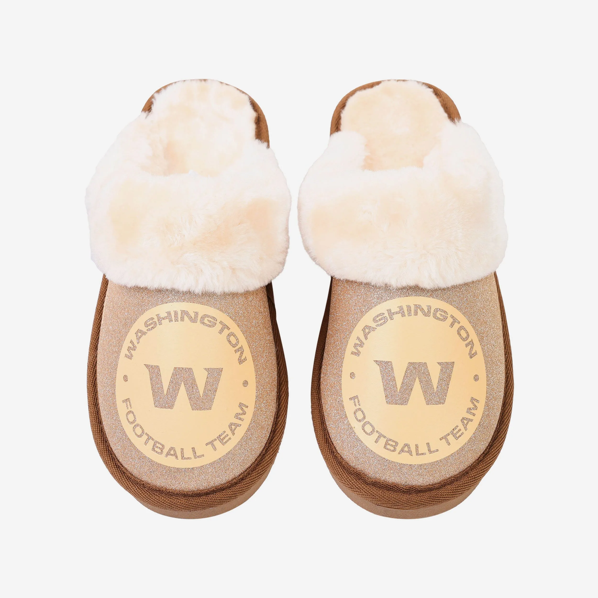 Washington Commanders Original Womens Glitter Open Back Fur Moccasin Slipper