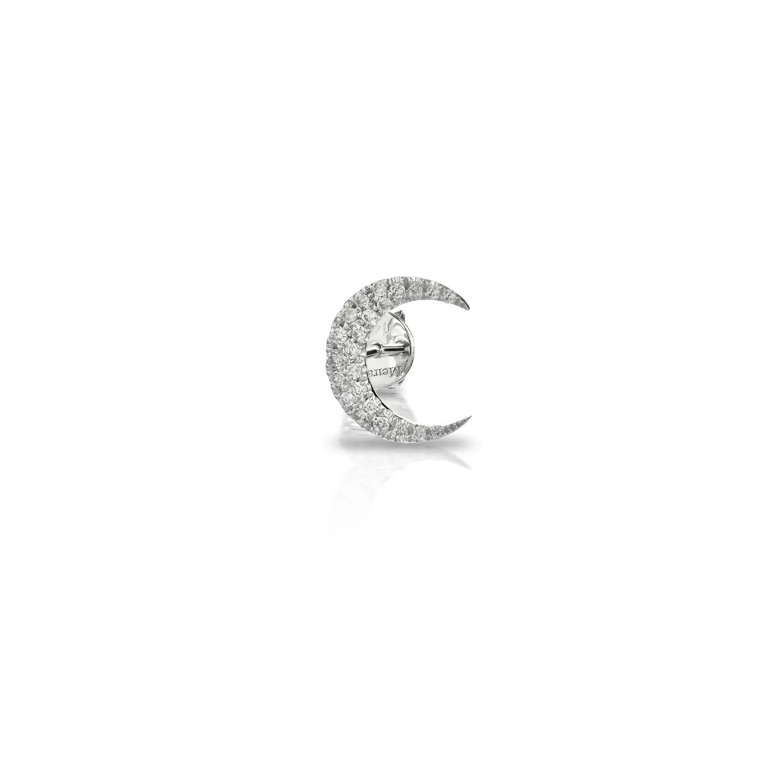 White Gold Pave Diamond Moon (single)