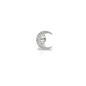 White Gold Pave Diamond Moon (single)