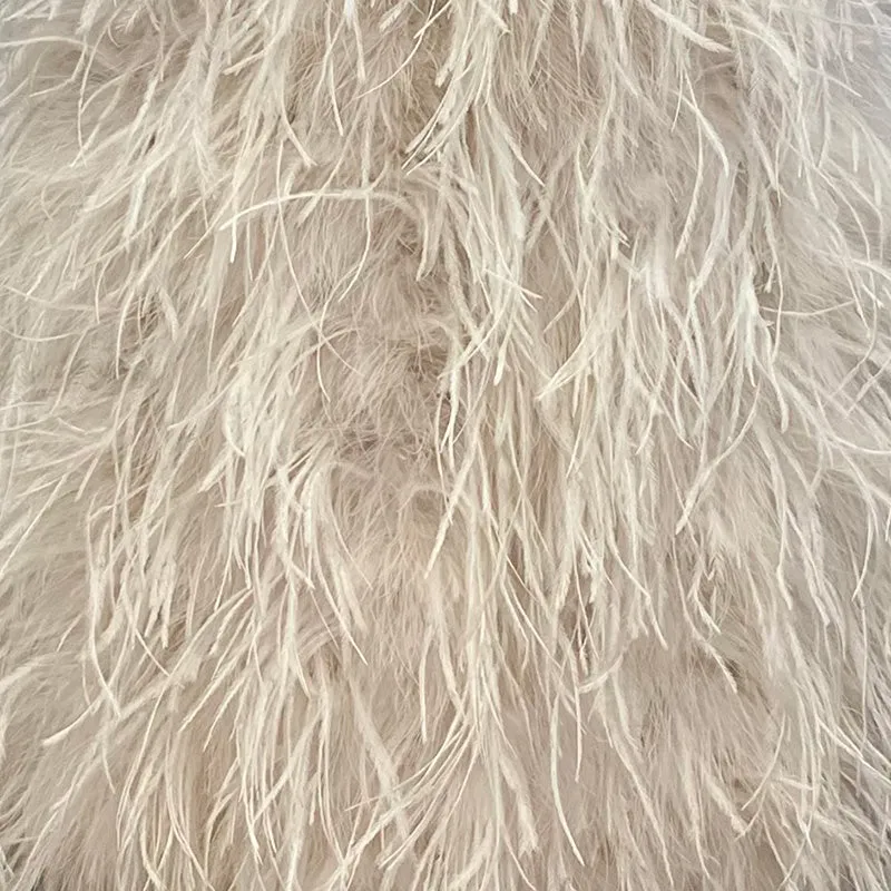 Women Gilet Genuine Ostrich Feather Fur Long Vest