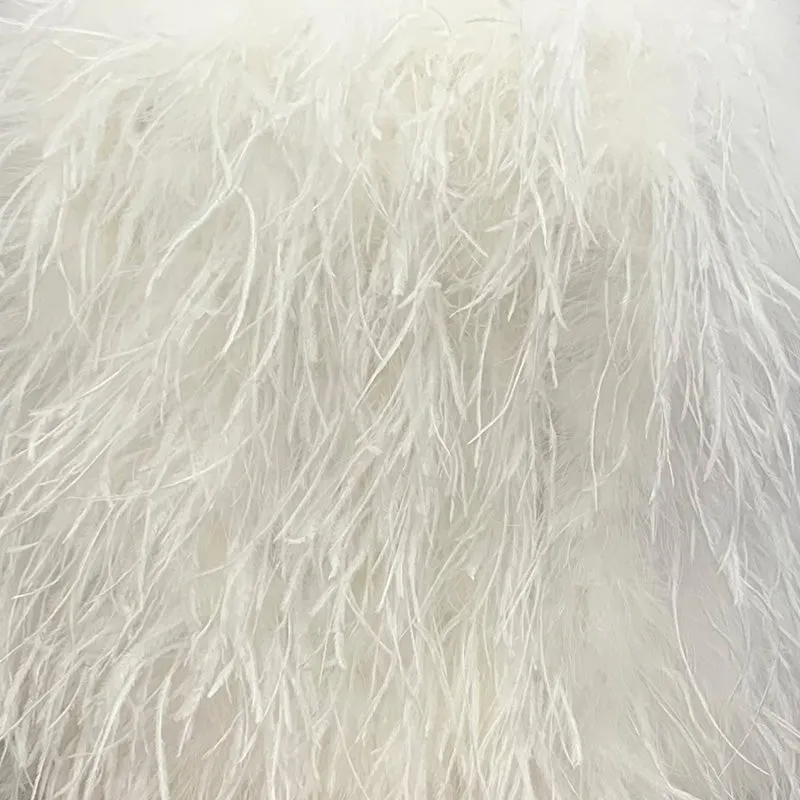 Women Gilet Genuine Ostrich Feather Fur Long Vest