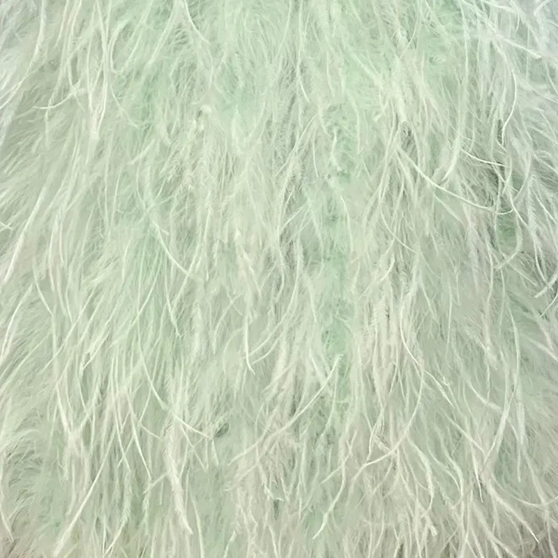 Women Gilet Genuine Ostrich Feather Fur Long Vest