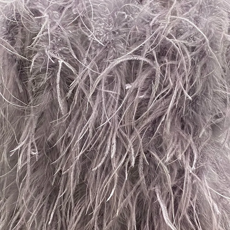 Women Gilet Genuine Ostrich Feather Fur Long Vest