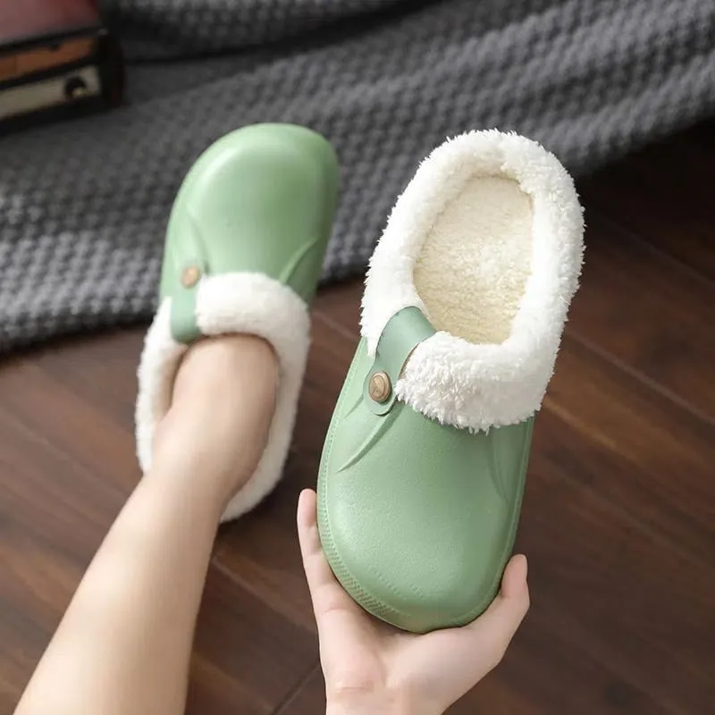 Womens Fur Lined Waterproof  Clogs Slippers