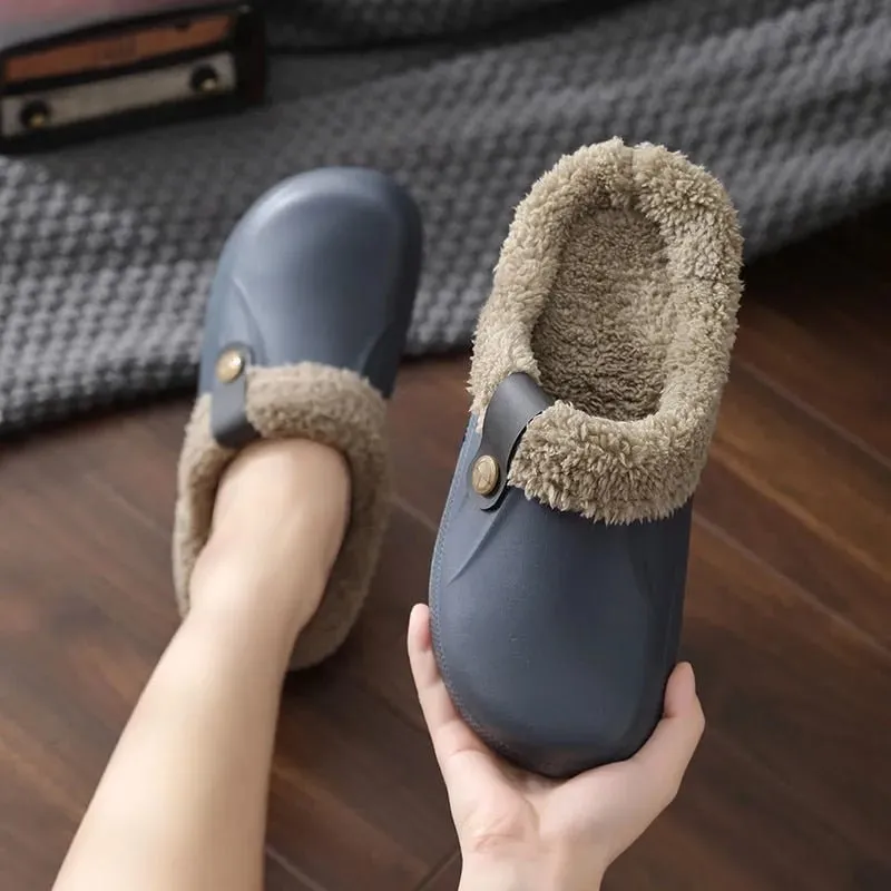 Womens Fur Lined Waterproof  Clogs Slippers