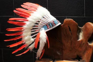 X33 FLUOR COLLECTION: Orange Warbonnet .Native American Style Feather Headdress